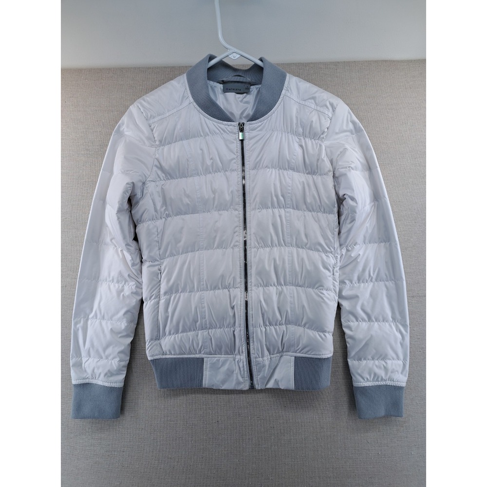 Athleta Puffer Jacket Womens Small White Goose Down Lightweight Bomber